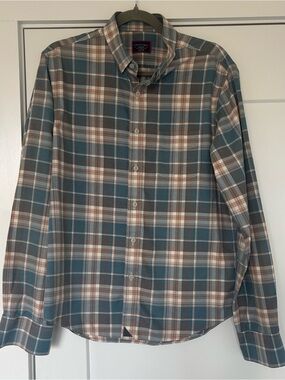 UNTUCKit Teal and Brown Plaid Long-Sleeve Button-Down Shirt